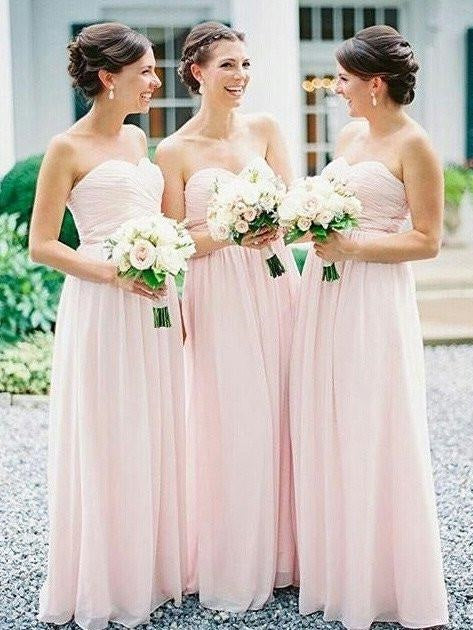 pink bridesmaid dresses long